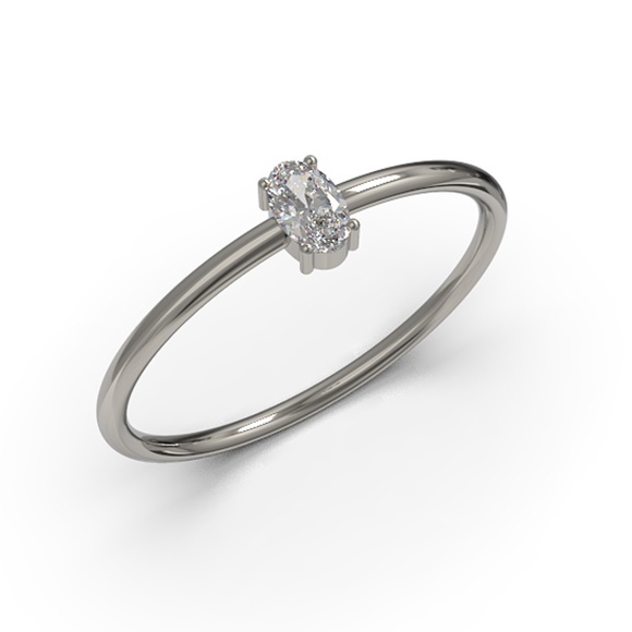 ARMOS Jewelry - Solid 10k White Gold Oval Cut Diamond CZ Ring